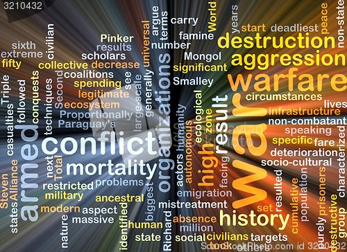 Image of War wordcloud concept illustration glowing