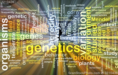 Image of Genetics wordcloud concept illustration glowing