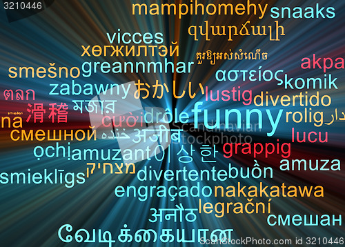 Image of Funny multilanguage wordcloud background concept glowing