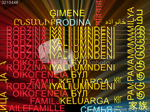 Image of Family multilanguage wordcloud background concept glowing
