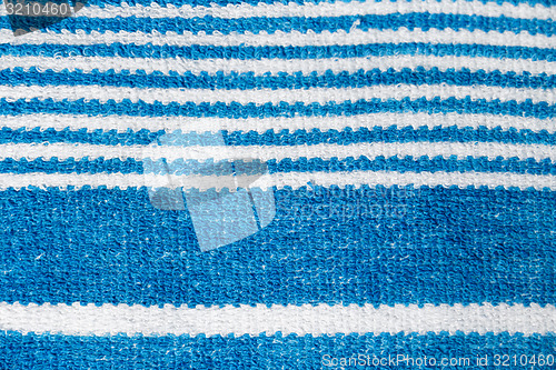 Image of Towel with blue stripes. macro photography