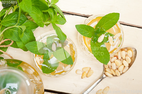 Image of Arab traditional mint and pine nuts tea