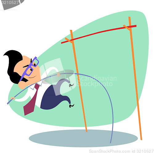 Image of  Businessman pole vault height business theme sports