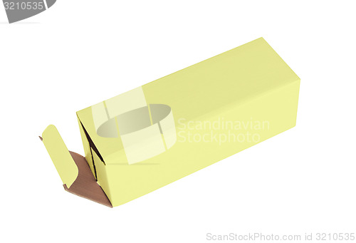 Image of Yellow cardboard box on a white background