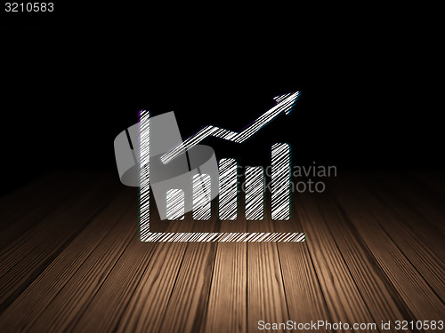 Image of Advertising concept: Growth Graph in grunge dark room