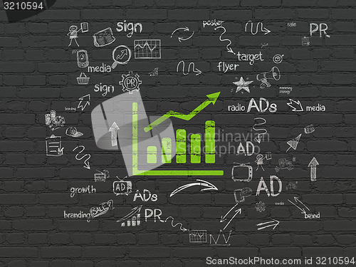 Image of Marketing concept: Growth Graph on wall background