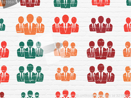 Image of Marketing concept: Business People icons on wall background