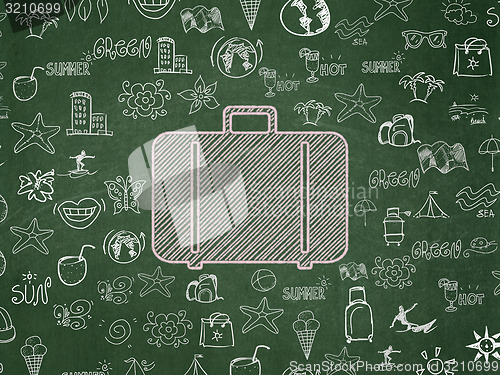 Image of Travel concept: Bag on School Board background