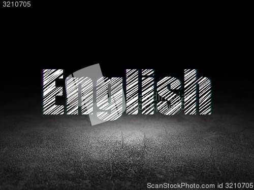 Image of Education concept: English in grunge dark room