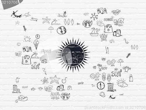 Image of Travel concept: Sun on wall background