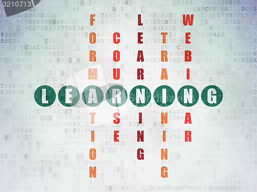 Image of Education concept: word Learning in solving Crossword Puzzle