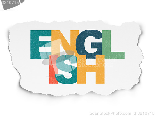 Image of Education concept: English on Torn Paper background