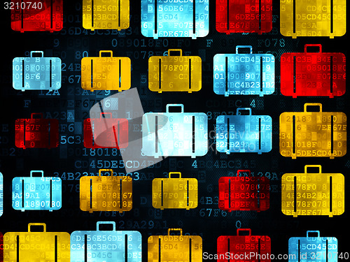 Image of Travel concept: Bag icons on Digital background