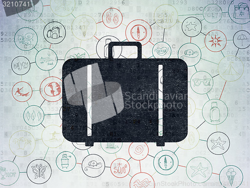 Image of Travel concept: Bag on Digital Paper background