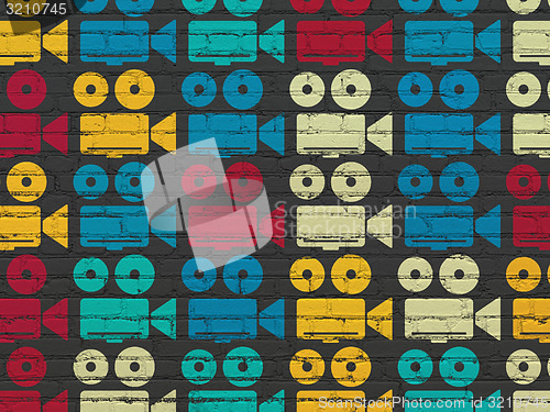 Image of Travel concept: Camera icons on wall background
