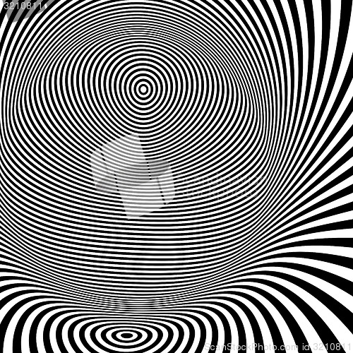 Image of Pattern with optical illusion. Black and white background. 