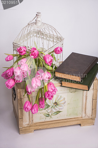 Image of Bouquet of pink tulips