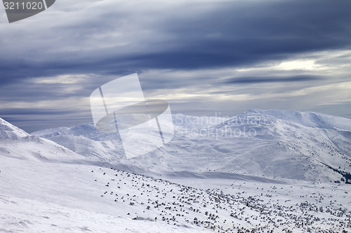 Image of Winter mountains and gray sky
