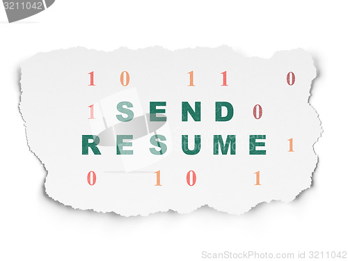 Image of Business concept: Send Resume on Torn Paper background