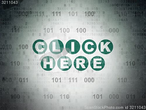 Image of Web development concept: Click Here on Digital Paper background