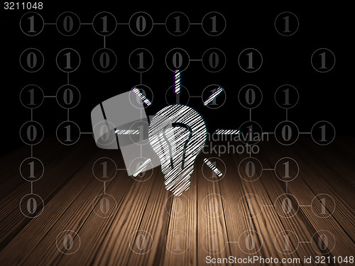Image of Business concept: Light Bulb in grunge dark room