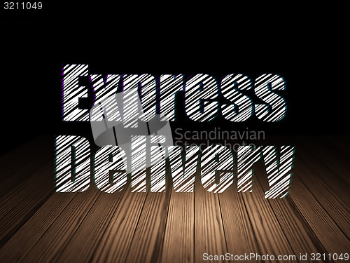 Image of Business concept: Express Delivery in grunge dark room