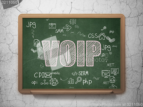 Image of Web development concept: VOIP on School Board background