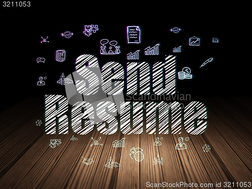 Image of Finance concept: Send Resume in grunge dark room