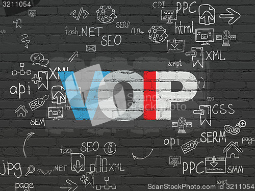 Image of Web development concept: VOIP on wall background