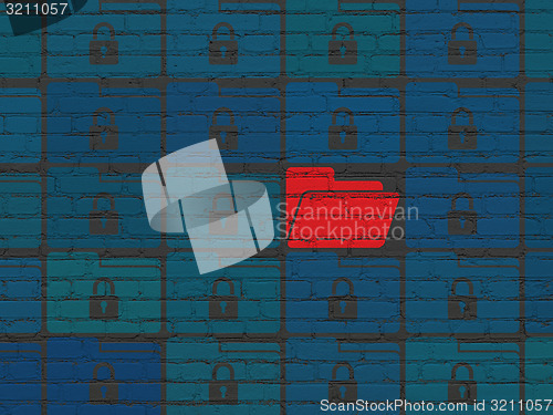 Image of Finance concept: folder icon on wall background