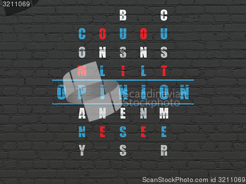 Image of Marketing concept: word Opinion in solving Crossword Puzzle