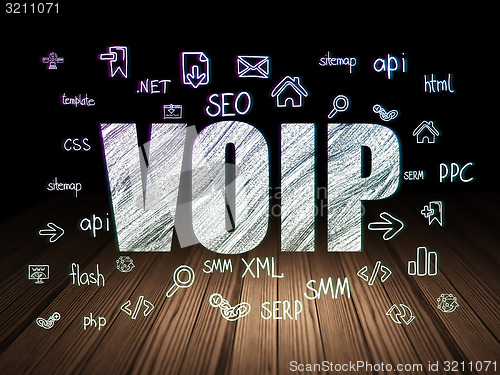 Image of Web design concept: VOIP in grunge dark room