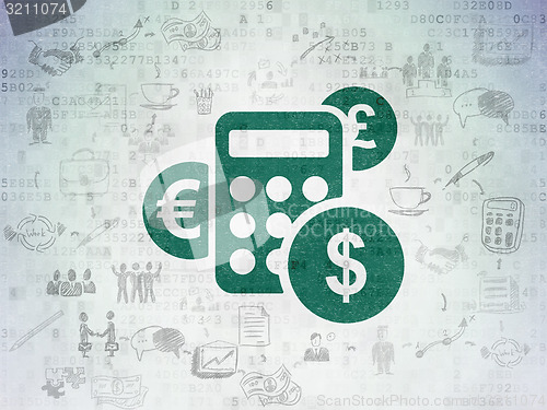 Image of Finance concept: Calculator on Digital Paper background