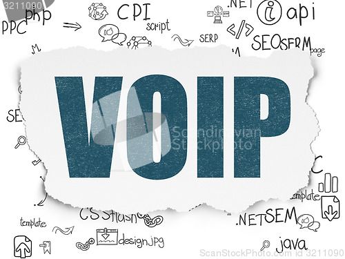 Image of Web design concept: VOIP on Torn Paper background