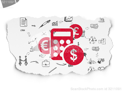 Image of Business concept: Calculator on Torn Paper background