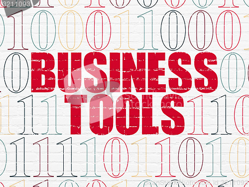 Image of Business concept: Business Tools on wall background