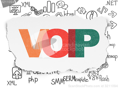 Image of Web design concept: VOIP on Torn Paper background