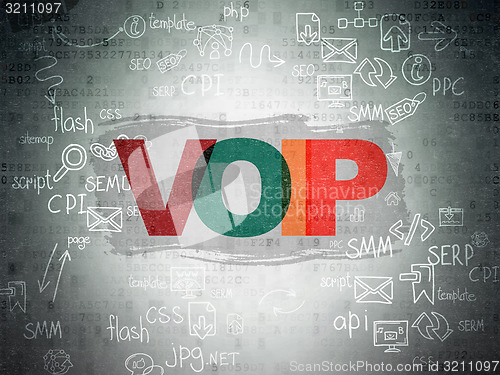 Image of Web development concept: VOIP on Digital Paper background