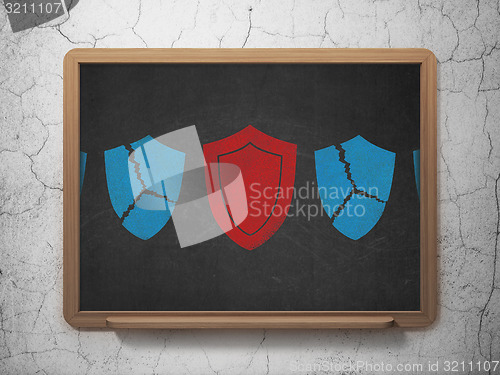 Image of Security concept: shield icon on School Board background
