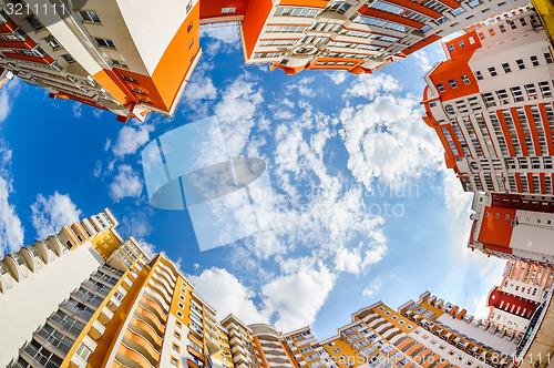 Image of fisheye shot of new resitential buildings