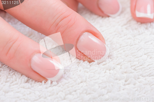 Image of Fingers with french manicure