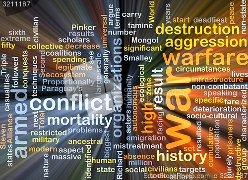 Image of War wordcloud concept illustration glowing