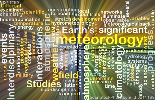 Image of Meteorology wordcloud concept illustration glowing