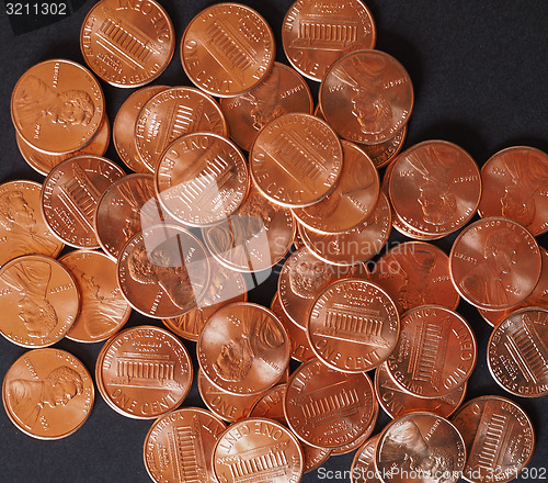 Image of Dollar coins 1 cent wheat penny cent