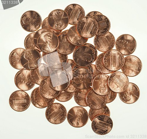 Image of Dollar coins 1 cent wheat penny cent