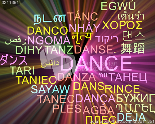 Image of Dance multilanguage wordcloud background concept glowing