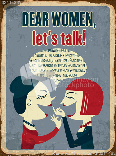 Image of Retro metal sign \"Dear women, let\'s talk\"
