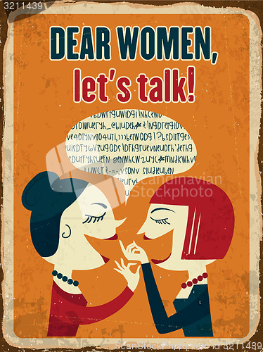 Image of Retro metal sign \"Dear women, let\'s talk\"