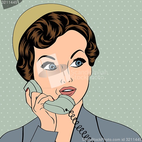 Image of woman chatting on the phone, pop art illustration