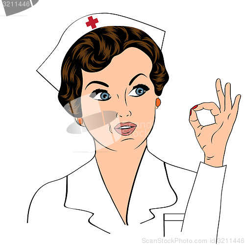 Image of Beautiful friendly and confident nurse smiling 